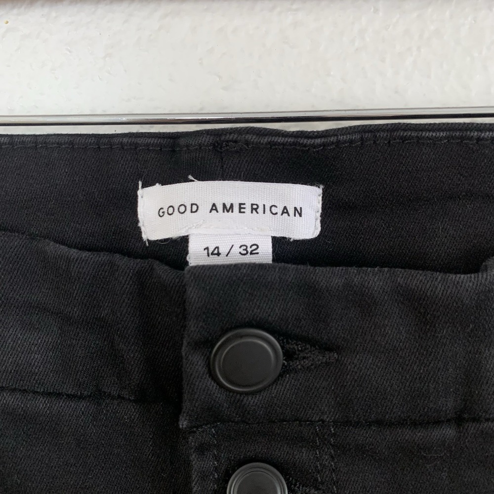Good American Black High Button Fly Skinny Black GWEB961TNA Ankle 14/32 - Picture 6 of 7